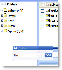 WebMail Instructions 4 - Add New Folder Image