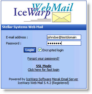 WebMail Instructions 1 - Login Page Image