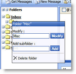 WebMail Instructions 6 - Modify Folder Image