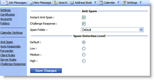 WebMail Instructions 25 - Anti-spam Settings Image