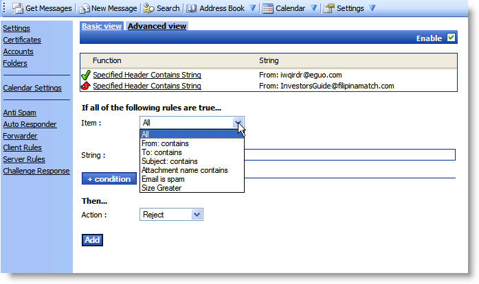 Spam Admin Manual 8 - Adding Manual Filter Options Image