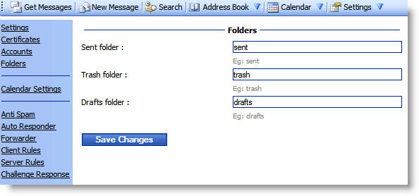 WebMail Instructions 24 - Change Default Folder Names Image