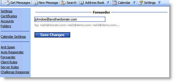 WebMail Instructions 27 - Forwarder Settings Image